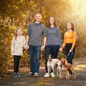 outdoor family portrait photograph with dogs life in focus portraits helensburgh family photographer