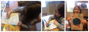 Girl colouring in Time Capsule booklet cover Life in Focus Portraits Child photography studio Rhu Helensburgh