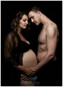 Maternity photo of expectant couple Life in Focus Portraits studio bump photoshoots Rhu Helensburgh
