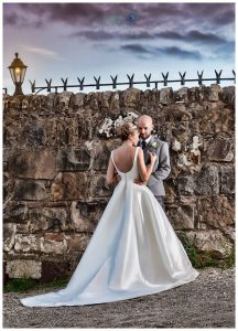 newly married couple at sunset Duck Bay Hotel Loch Lomond Life in Focus Portraits wedding photographer Rhu Helensburgh