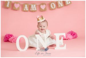 baby girl in crown 1st birthday photoshoot Life in Focus Portraits Helensburgh baby photographer