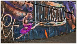 ballerina leaping Glasgow graffiti urban dance photography Life in Focus Portraits dance photographer Rhu Helensburgh