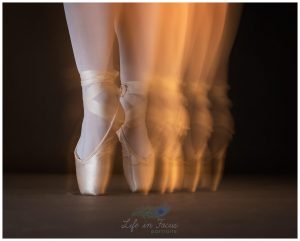 blurred pointe shoes ballerina en pointe Life in Focus Portraits dance photographer Helensburgh Cardross Dumbarton