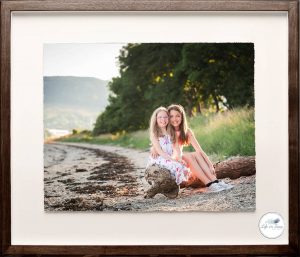 framed outdoor photo sisters on beach by loch Life in Focus Portraits child & family photographer Helensburgh & Loch Lomond