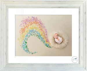 newborn baby in rainbow background photoshop art Life in Focus Portraits newborn baby photographer Cardross Dumbarton