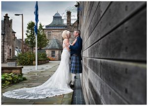 photo of newly married couple on Wedding day at Helensburgh Civic Centre Argyll and Bute Elopement Wedding