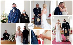 photos of marriage ceremoney at HelensburghCivic Centre with Argyll and Bute Registrar Secret Elopement Covid Wedding